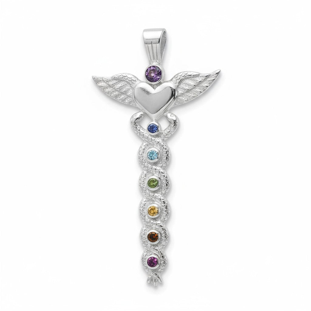 Winged Heart Chakra Pendant in Silver