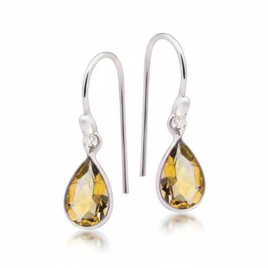 Citrine Faceted Earring in Silver