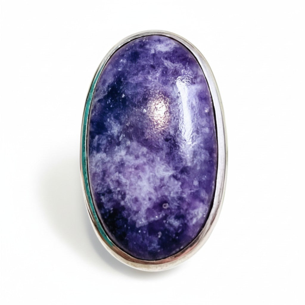 Lepidolite Oval Silver Ring