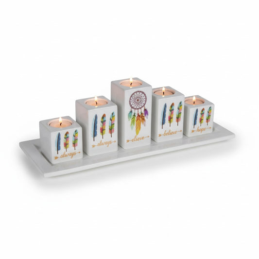 Five Piece Candle Holder Set: Follow Your Dreams
