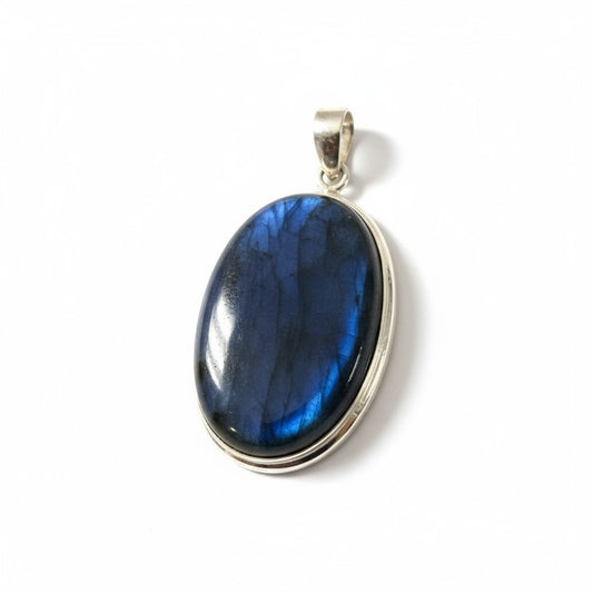 Labradorite Oval Silver Pendant