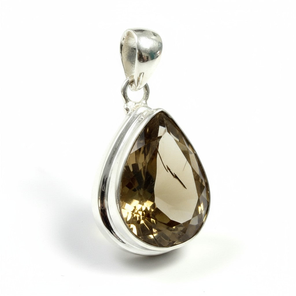 Citrine Teardrop Faceted Silver Pendant