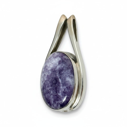 Lepidolite Oval Pendant Silver