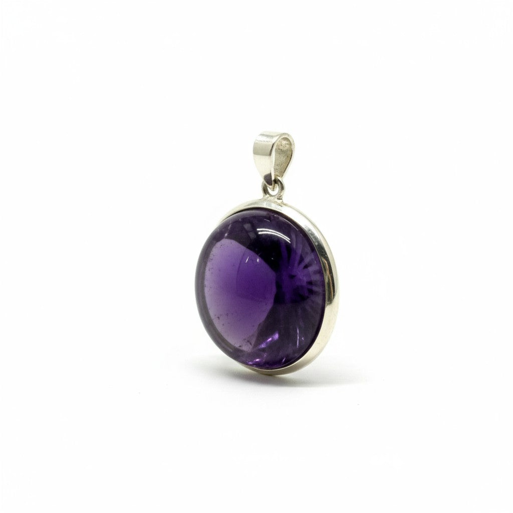 Amethyst Circle Silver Pendant