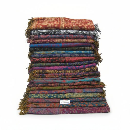 Tibetan Wrap or Scarf - Wool Cotton Blend