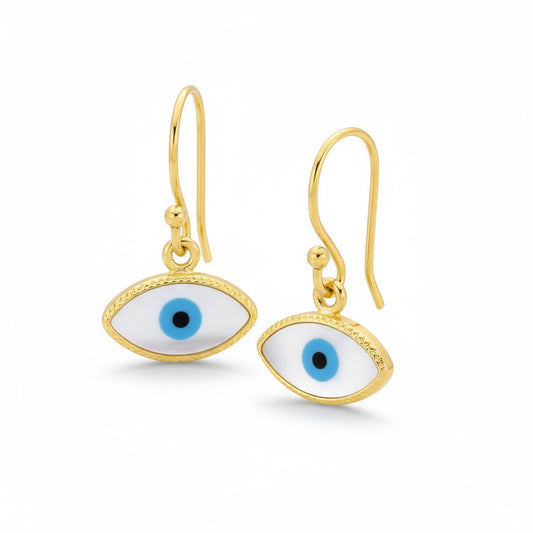 Eye of Horus Yellow Gold Plated Earrings Drop
