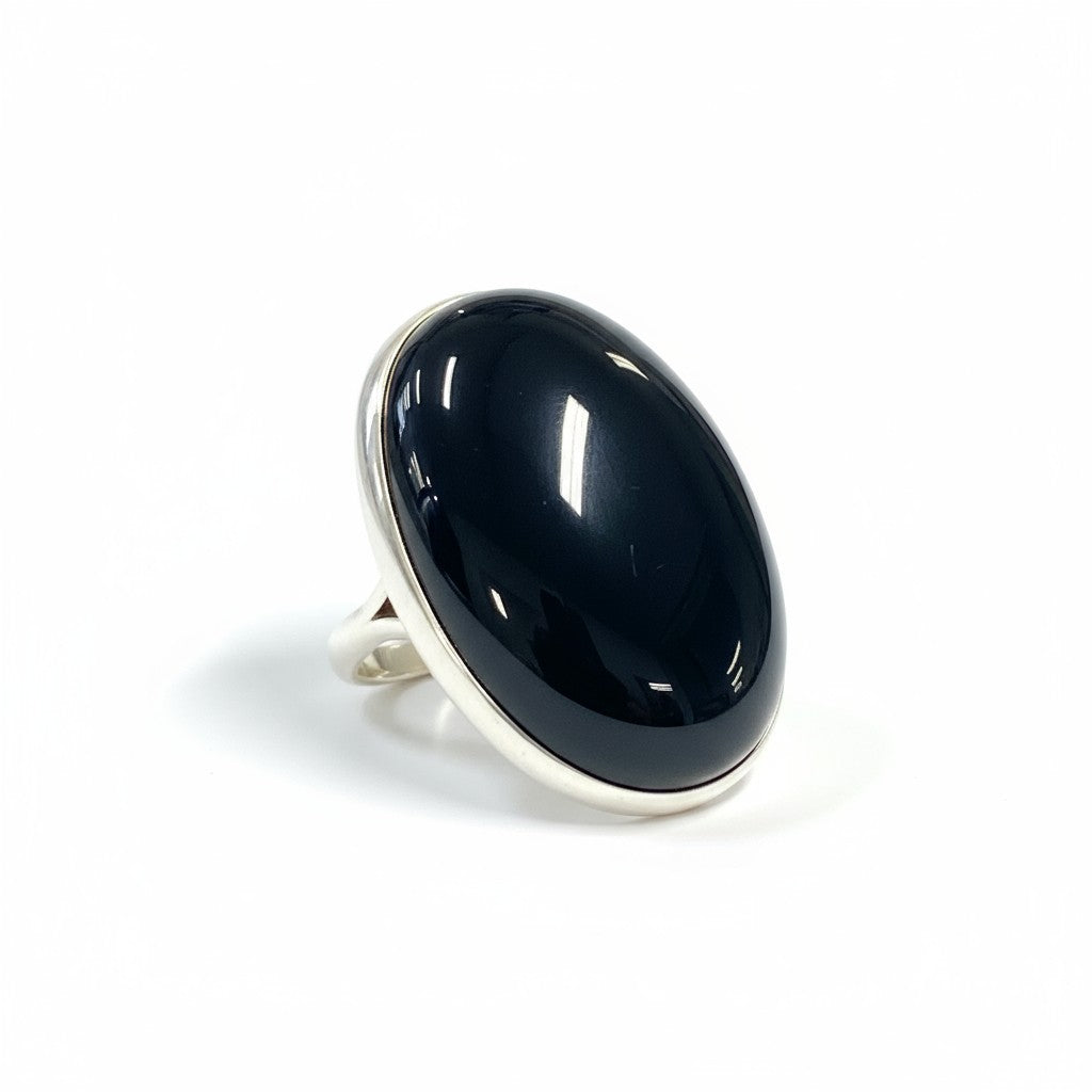 Black Obsidian Oval Ring 8