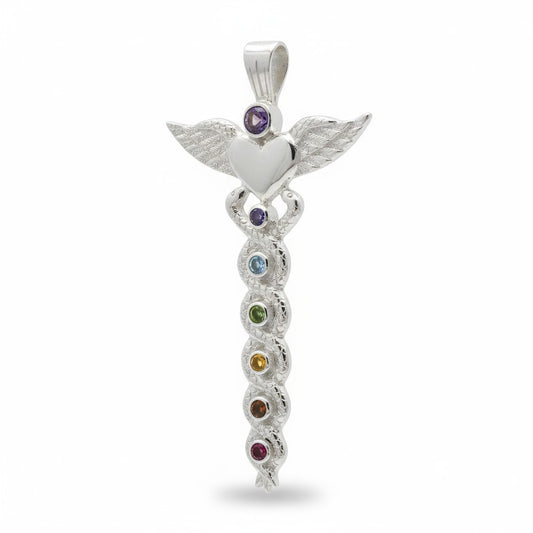 Winged Heart Chakra Pendant in Silver