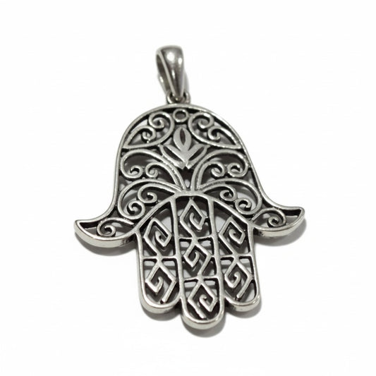 Hamsa Hand Pendant in Sterling Silver