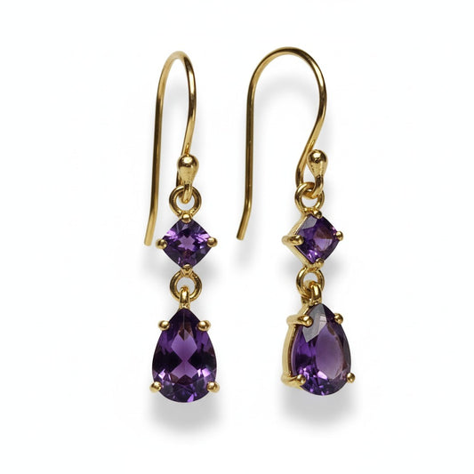 Amethyst Gold Earrings - Persian Goddess
