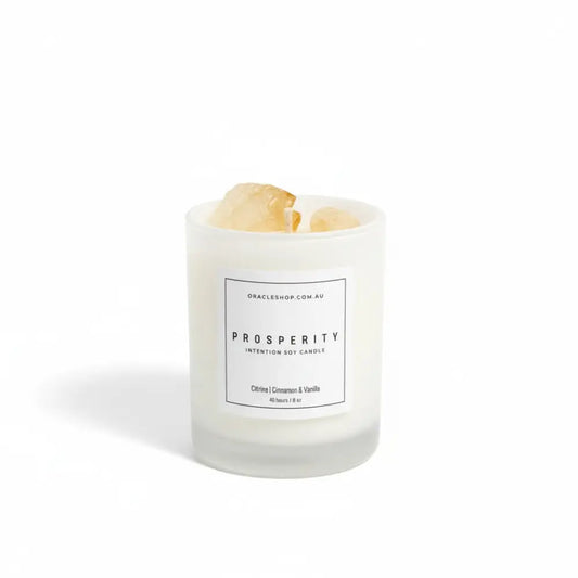 PROSPERITY Intention Soy Candle: Citrine / Cinnamon Vanilla crystal candle