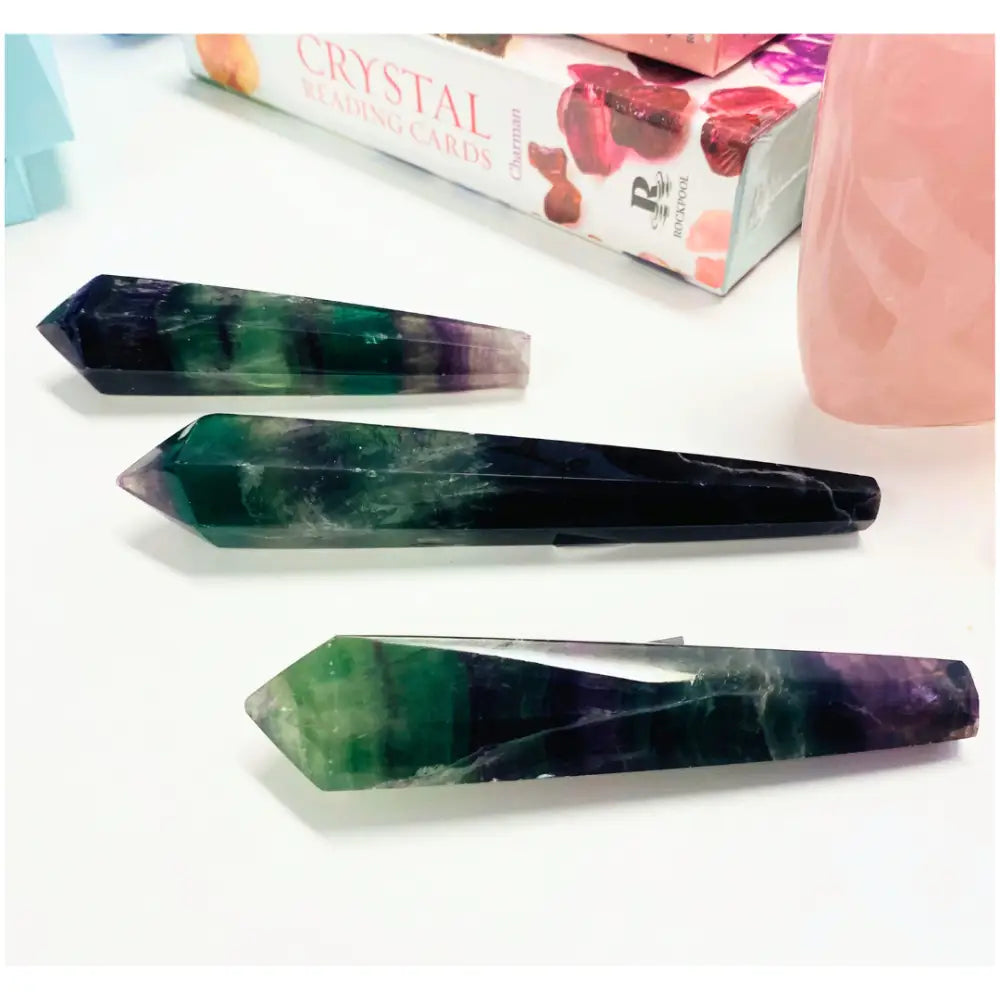 Rainbow Fluorite Healing Wands rocks & fossils