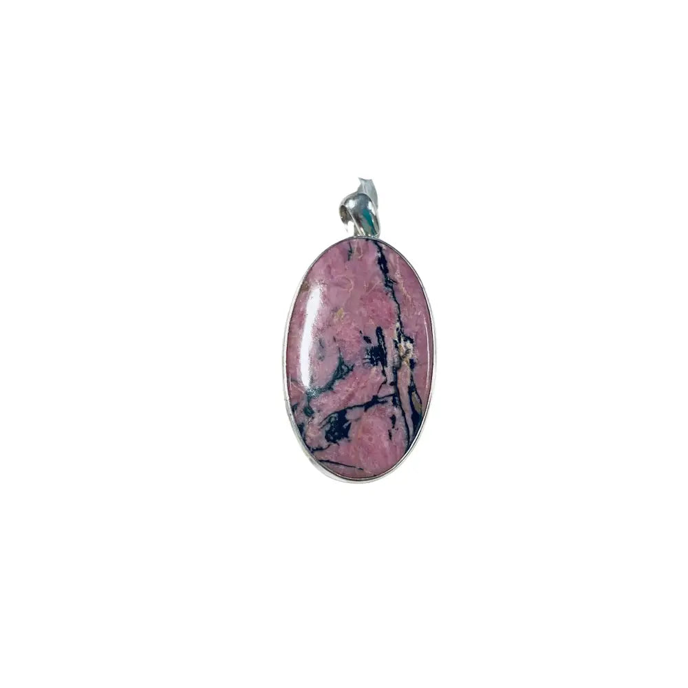 Rhodonite Oval Silver Pendant PENDANT