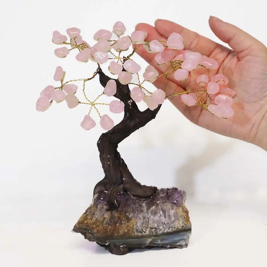 ROSE QUARTZ Bonsai Crystal Tree 20 Crystal Tree
