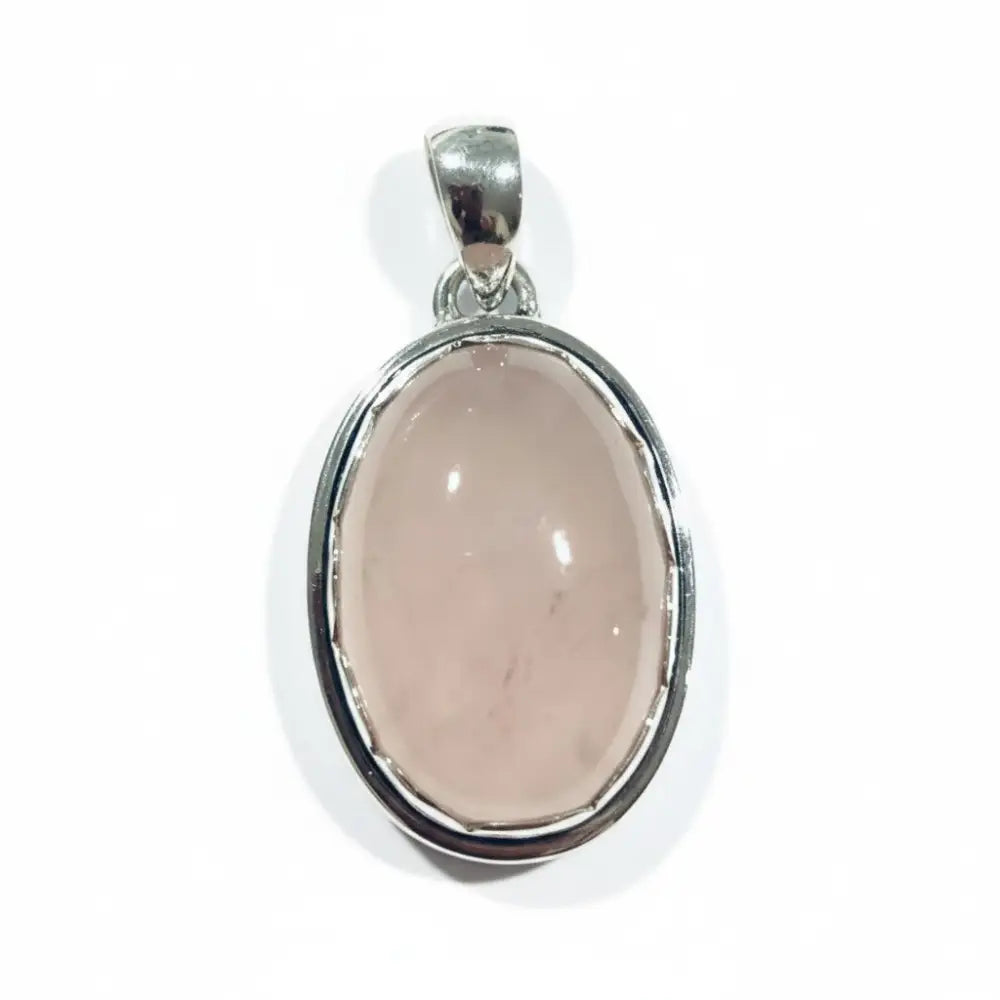 Rose Quartz Oval Pendant in 925 Silver Pendant