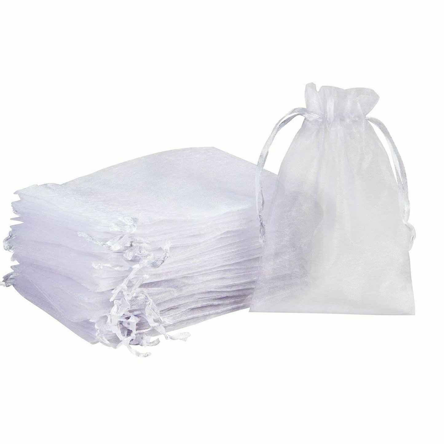 Organza Bag with Ribbon - White