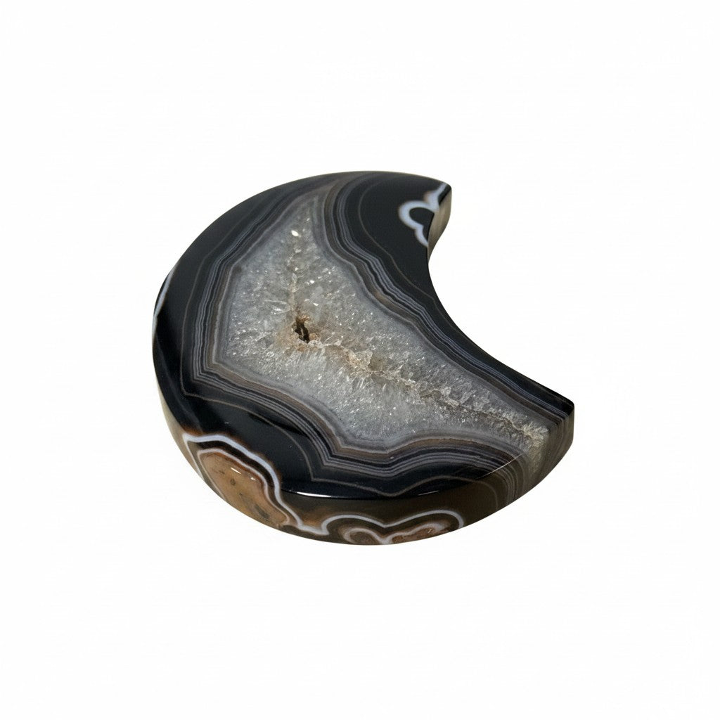 Black Banded Agate Crescent Moons