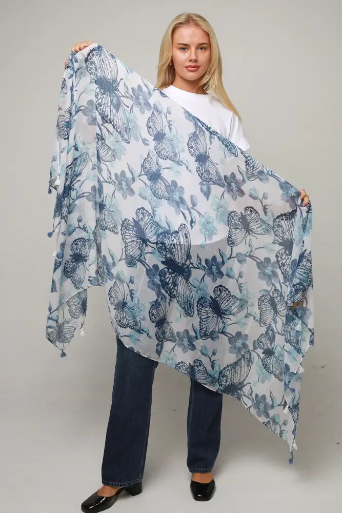 Scarf - Seasonal Bohemian - Blue Butterfly scarf
