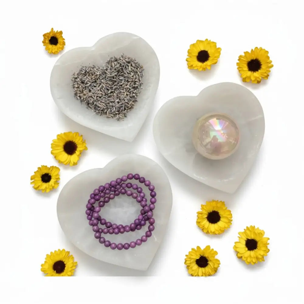 Selenite Heart Bowls -10cm - 13cm heart