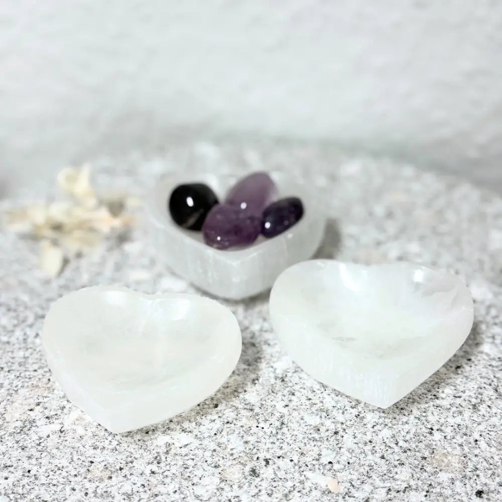 Selenite Heart Bowls 6cm crystal bowl