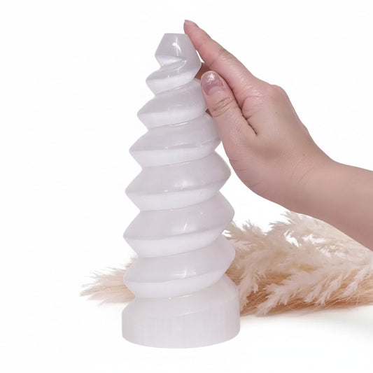 Selenite Spiral Lamp 20cm