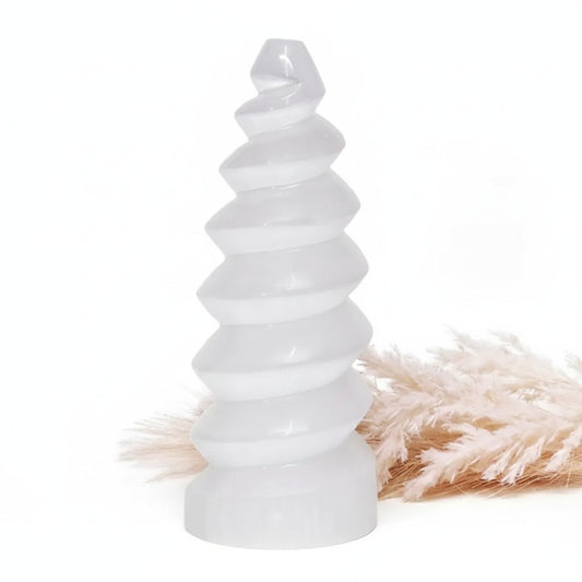 Selenite Spiral Lamp 20cm