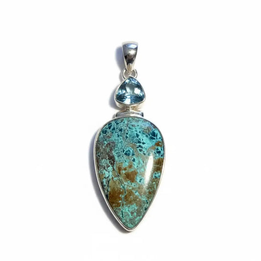 Shattuckite and Blue Topaz Pendant in Silver PENDANT