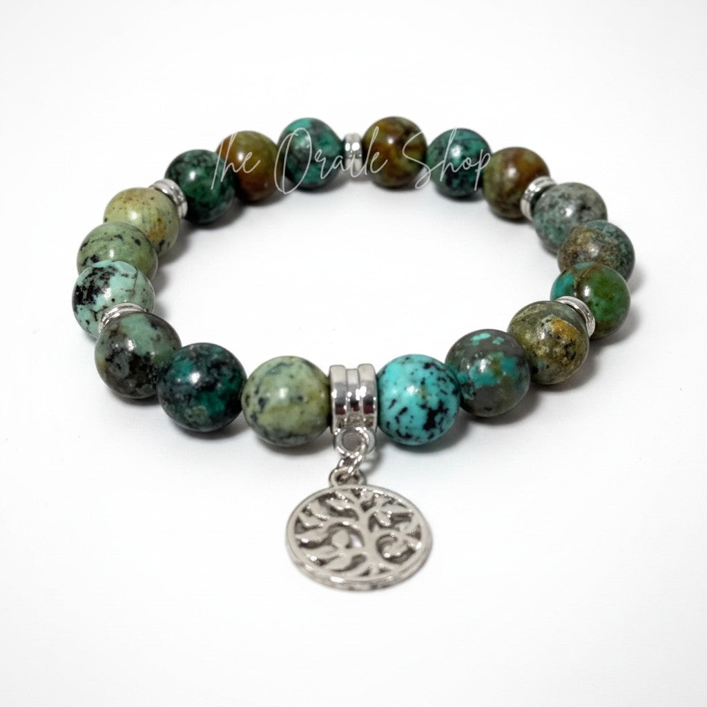 Tree Of Life African Turquoise Crystal Bead Bracelets Gift Boxed