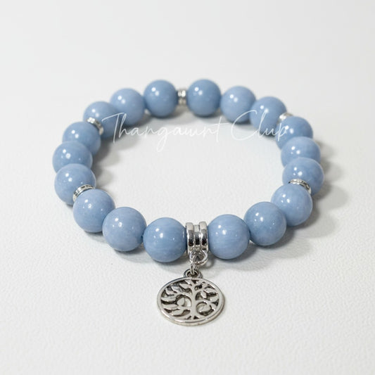 Tree Of Life Angelite Crystal Bracelet Gift Boxed