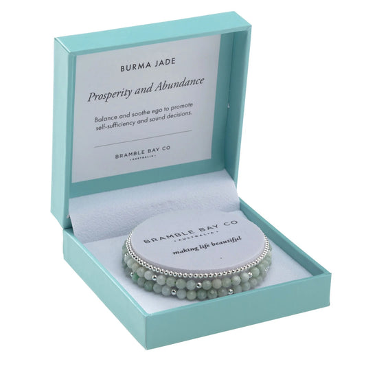 Trio Bracelet Set - Burma Jade & Silver - Prosperity & Abundance