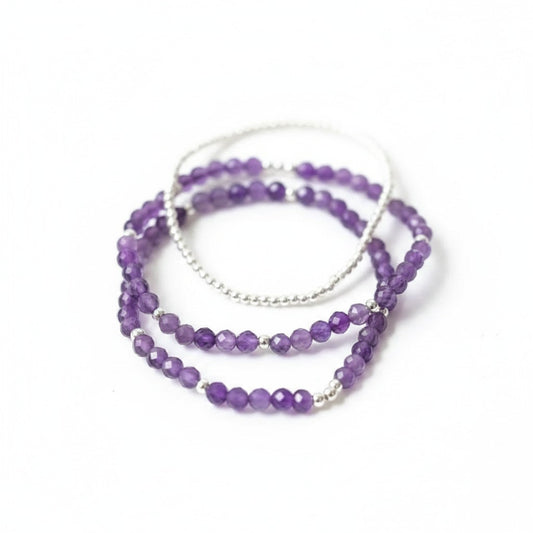 Trio Bracelet Set - Amethyst - Stress Relief