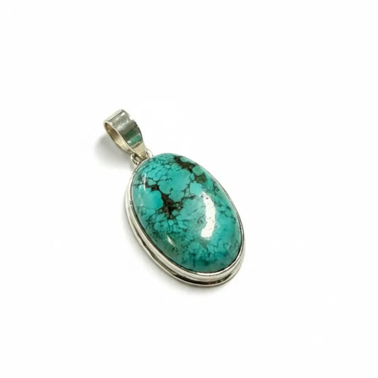 Turquoise Oval Silver Pendant Charms & Pendants