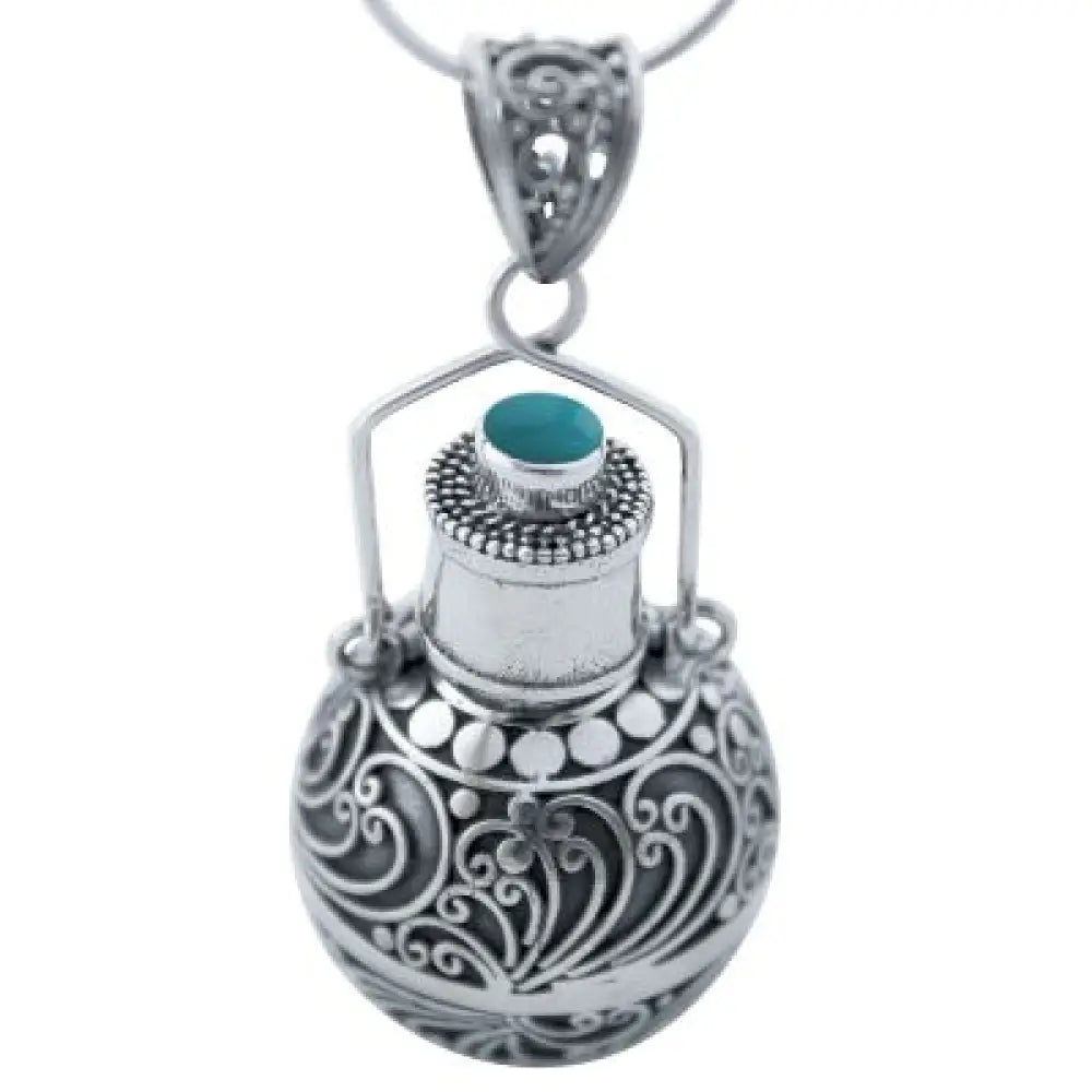 Turquoise & Silver Keepsake Round Pendant keepsake pendant