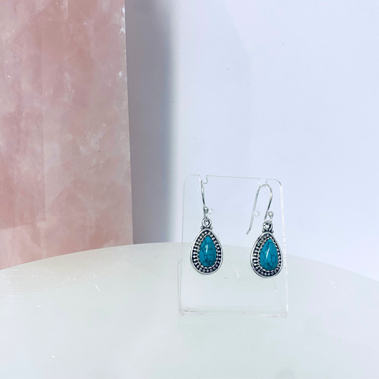 Turquoise Blue Howlite Silver Earrings