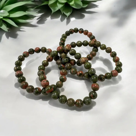 Unakite Crystal Bead Bracelet bracelet