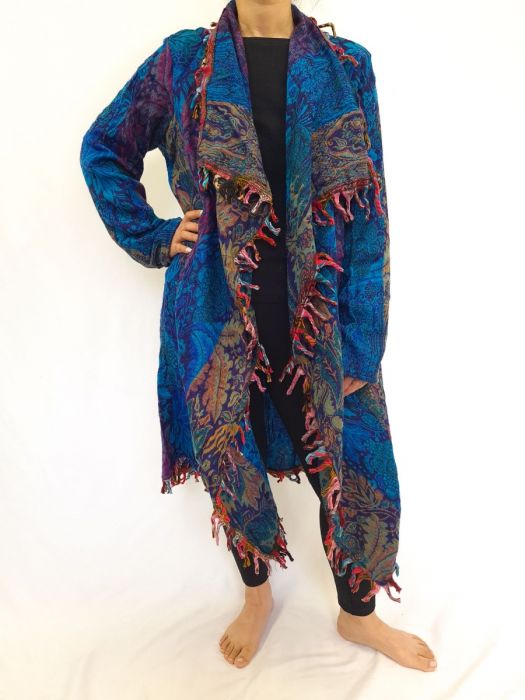 Paisley Wool Long Cardigan Jacket