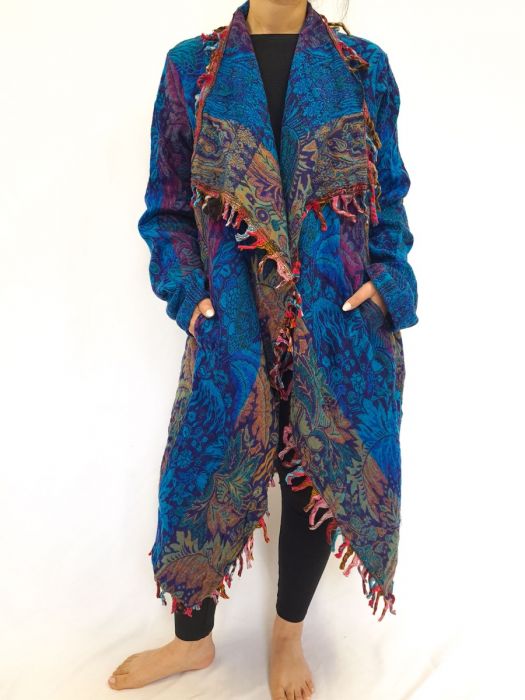Paisley Wool Long Cardigan Jacket