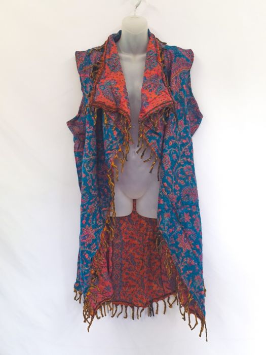 Paisley Wool Long Cardigan ~ Sleeveless Jacket