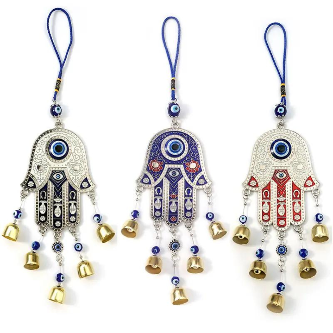 Wind Chime EVIL EYE Hand Of Fatima RED/WHITE