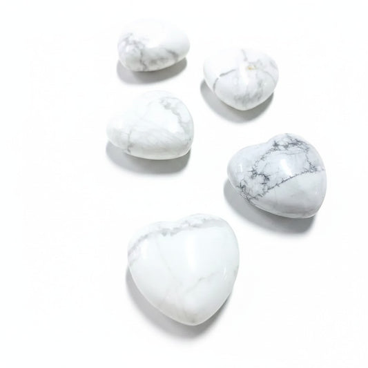 White Howlite Crystal Puffy Hearts