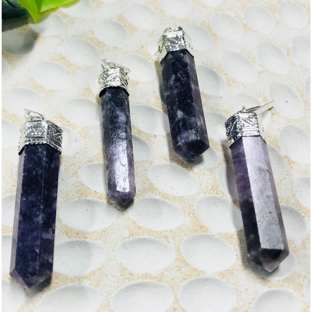 Lepidolite Crystal Pendants