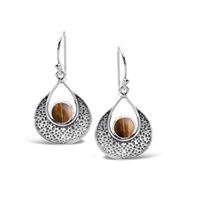 Tiger Eye Silver Egyptian Earrings