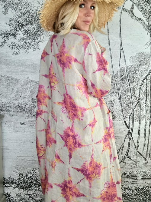 Italian Linen - BEIGE TIE DYE ZOE MAXI DRESS