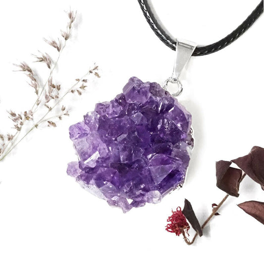 Amethyst Druze Geode Cluster Pendant