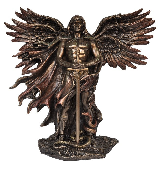 Six Wing Guardian Angel with Serpent Brass Statue