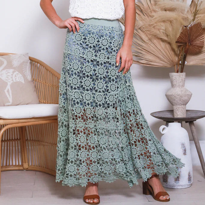 Boho Jade Lace Skirt Long