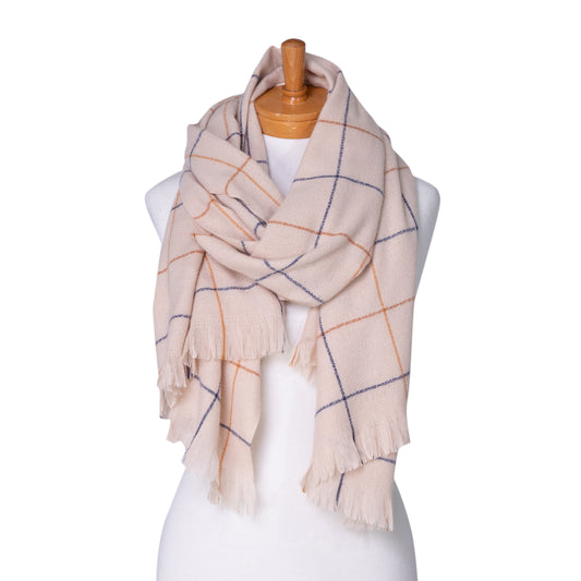 Line Check Scarf - CREAM SUNSTONE LINE