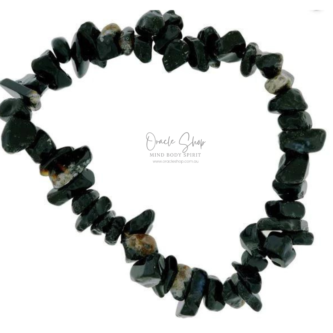 Black Agate Crystal Chip Bracelets