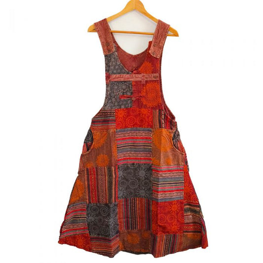 STONEWASHED PATCHWORK PINAFORE DRESS