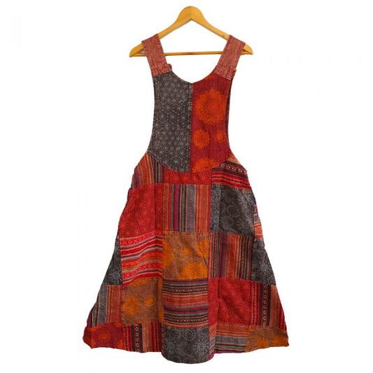 STONEWASHED PATCHWORK PINAFORE DRESS